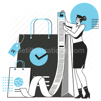 receipt, shop, commerce, ecommerce, woman